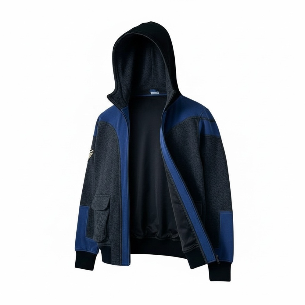 Men's Destiny: Titan Insignia- Black and Blue Hooded Jacket